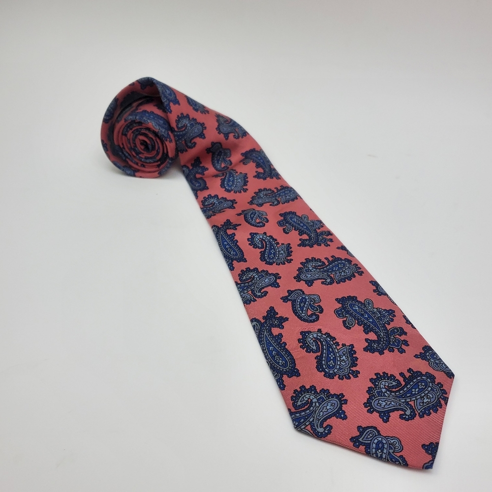 Envoy Pink & Blue Paisley 100% silk tie